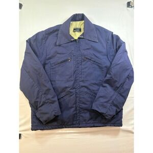 Vintage Sears Work\'N Leisure Navy Blue Sherpa Lined Jacket Talon Zip Mens L